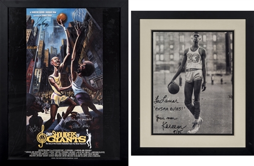 Lot of (2) Kareem Abdul-Jabbar Signed Photos Personalized To Lamar Odom (PSA/DNA & Letter of Provenance) 